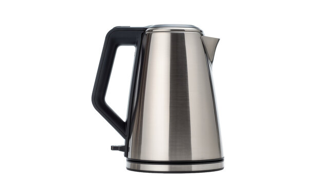 Brushed stainless steel electric kettle with black handle