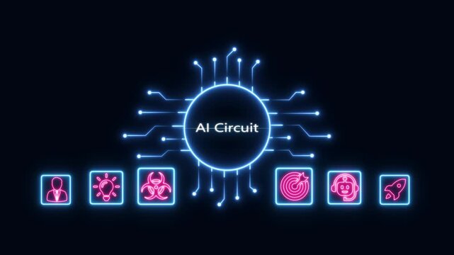 Ai circuit technology concept with glowing digital and neural network interface artificial intelligence