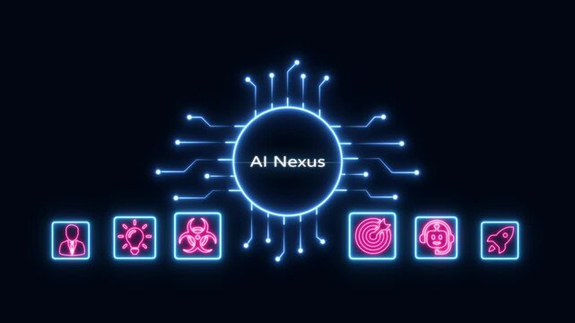 Ai nexus digital interface with glowing neon for technology, innovation and data connectivity concepts
