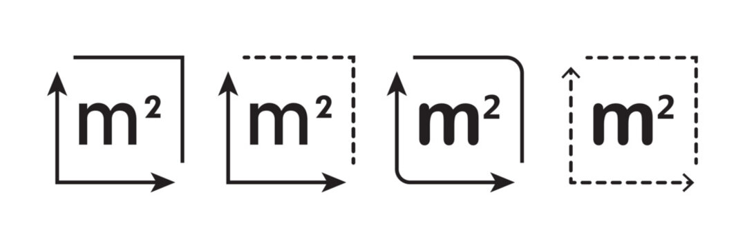 Area Measurement Icon with Square Meter Unit m2, Dimension Vector