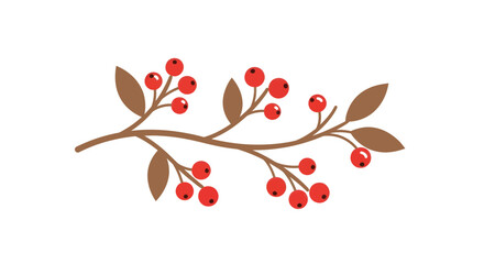 Naklejka premium An illustration of a branch with red berries and leaves