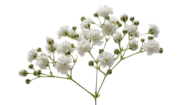Delicate white baby s breath flowers and buds on green stems