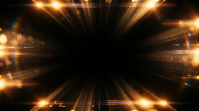 Lens Flare God Ray Frame - Warm Cinematic Anamorphic Light Border