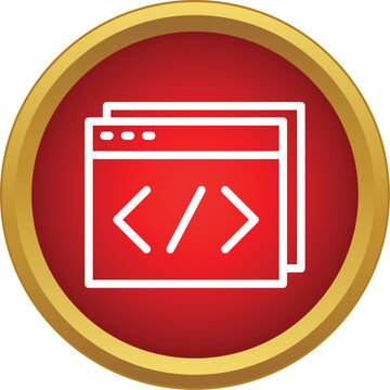 Web browser window with a code icon representing software development and coding