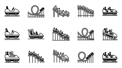 Collection of roller coaster and amusement park ride icons. © Aabis