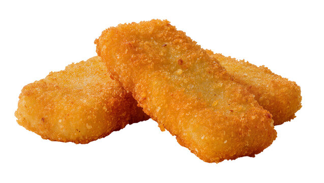 Golden crispy fish sticks with breadcrumb coating