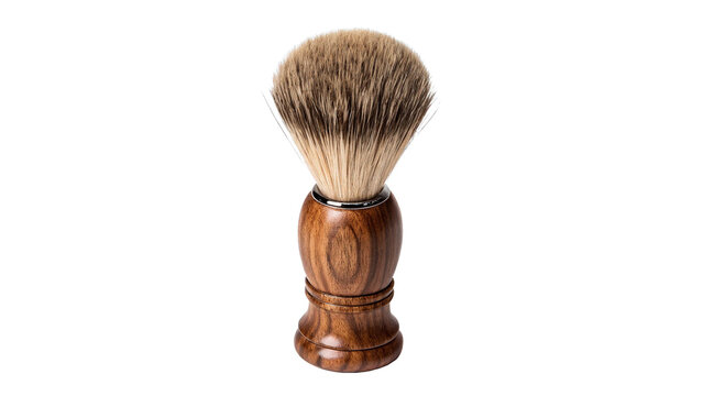 Traditional wooden shaving brush handle barber salon tool on transparent background