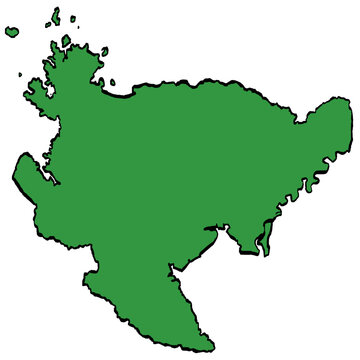 佐賀県地図 九州 緑色 筆タッチ 和風 西日本 / A brushstroke map of Saga Prefecture / green