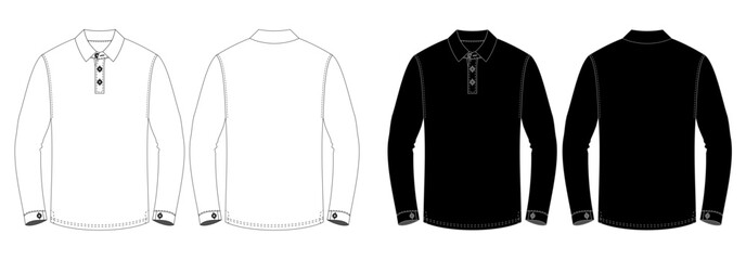Naklejka premium Long sleeve polo shirt design template mockup