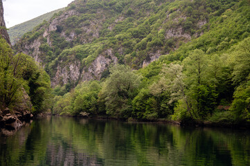 Fototapeta premium Exploring Matka Canyon near Skopje in North Macedonia during a warm afternoon