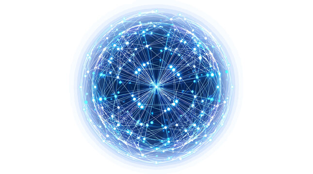 Digital connectivity sphere with glowing network nodes