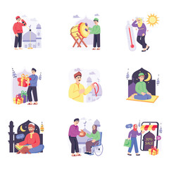 Fototapeta premium Ramadan vector illustration set 01
