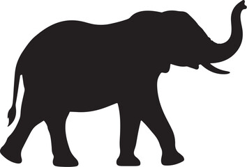 Fototapeta premium African Elephant Black Silhouette Vector Wildlife Animal Icon Isolated on White Background