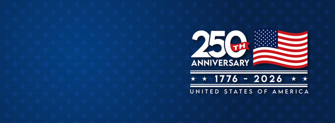 United States 250th anniversary banner with American flag © Deepak