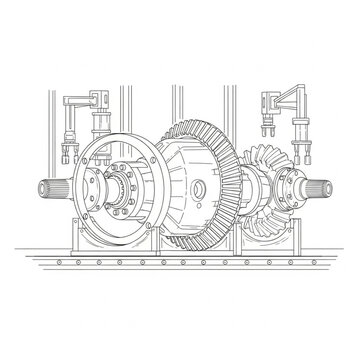 Mechanical differential gears diagram illustration