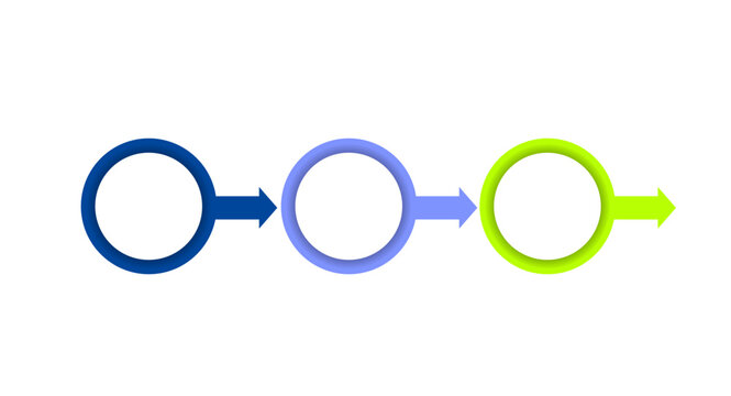 3 steps infographic template with colorful circles and arrows on white background, business process diagram for presentation layout.