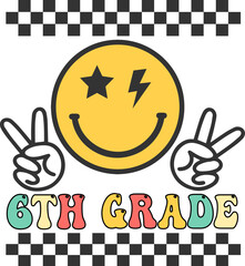 Fototapeta premium Retro Smiley Face 6th Grade Graphic