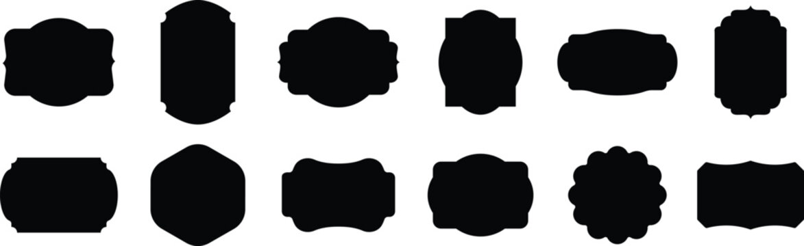 Set of vintage label and badges shape collections. Vector illustration. Black template for patch, insignias, overlay.