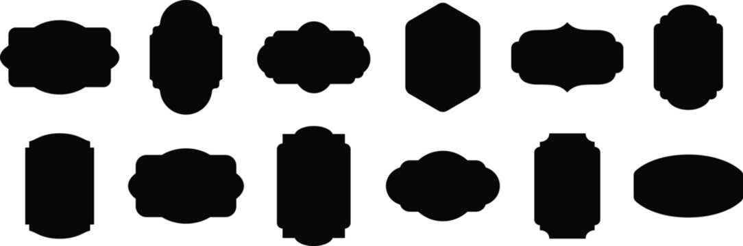 Set of vintage label and badges shape collections. Vector illustration. Black template for patch, insignias