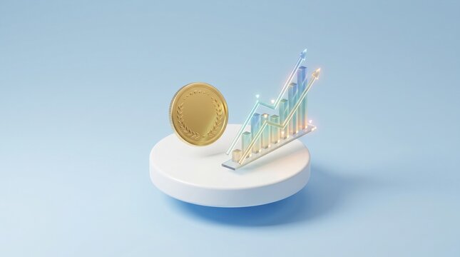 3D Financial Growth and Smart Saving Concept