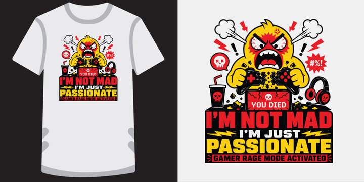 Gamer rage passionate mode activated angry yellow duck breaking controller character art.