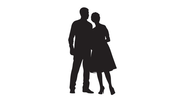 Silhouette of Couple: A classic silhouette of a man and woman standing close together, representing romance and partnership.