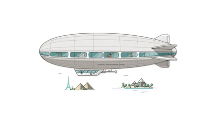 airship flying over pyramids and buildings © Azrha