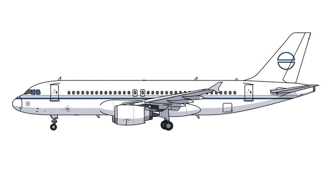 Airplane illustration, commercial jetliner drawing