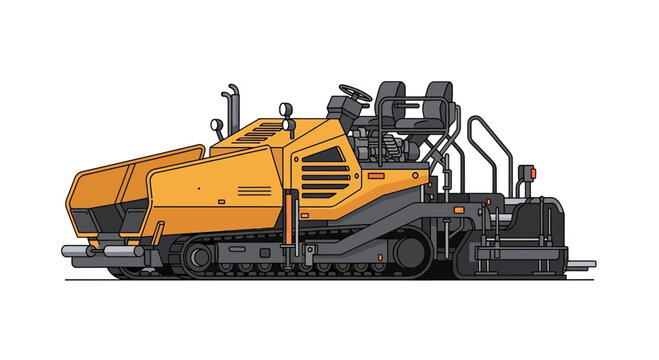 Asphalt Paver Construction Vehicle Illustration
