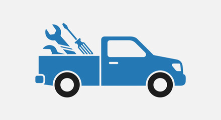 blue truck with tools in the back © Azrha