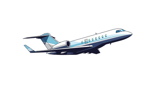 Business jet airplane flying