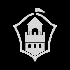 Obraz premium Castle Shield icon isolated on black background