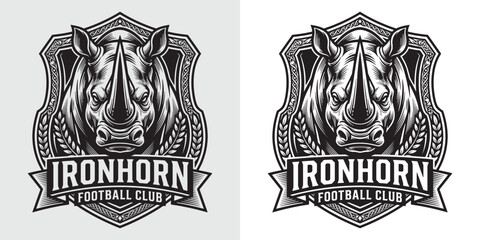 Ironhorn Football Club Rhinoceros Mascot Shield Logo © Hamdani