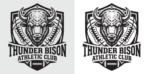 Obraz premium Thunder Bison Athletic Club Football Mascot Logo