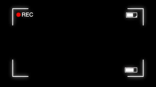 Video camera recording screen interface with battery and REC indicator