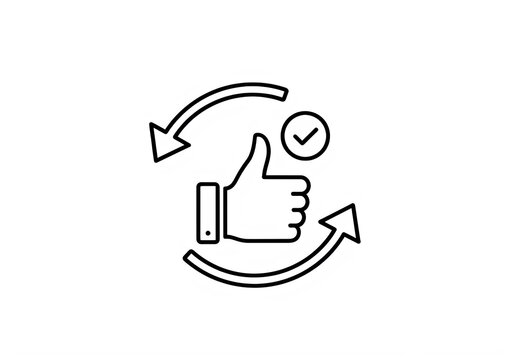 Positive approval process with thumbs up and checkmark icon isolated on transparent background