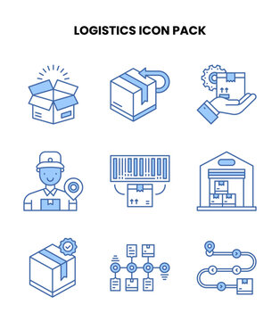 Logistics Blue Color Scalable Icons Pack