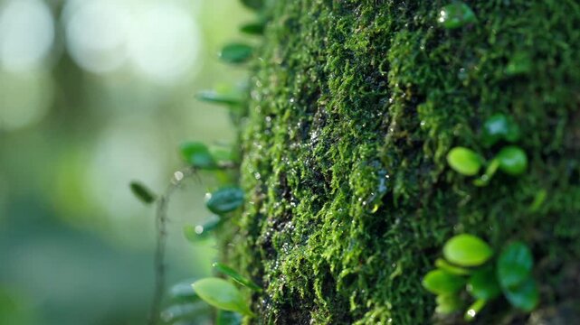 The lush green trees in the forest