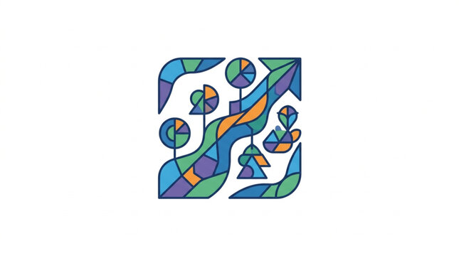 Abstract geometric shapes forming a colorful mosaic pattern.