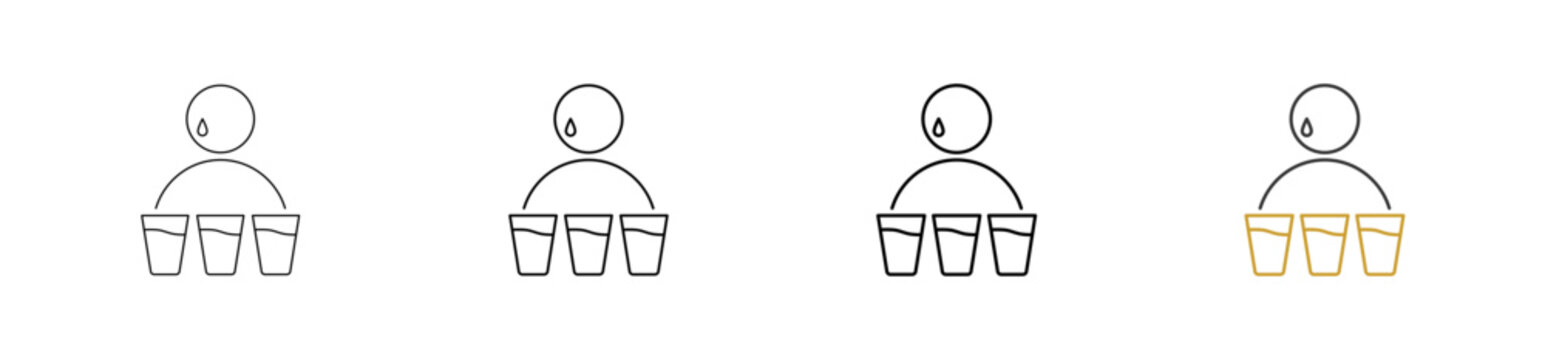 Excessive Thirst icon set outline style with various size