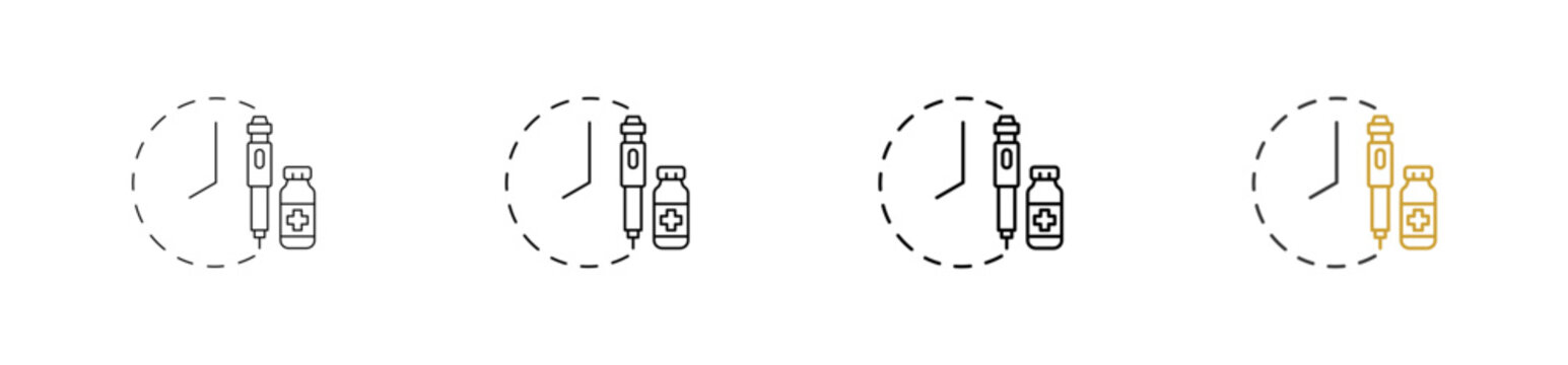 Insulin Injection icon set outline style with various size