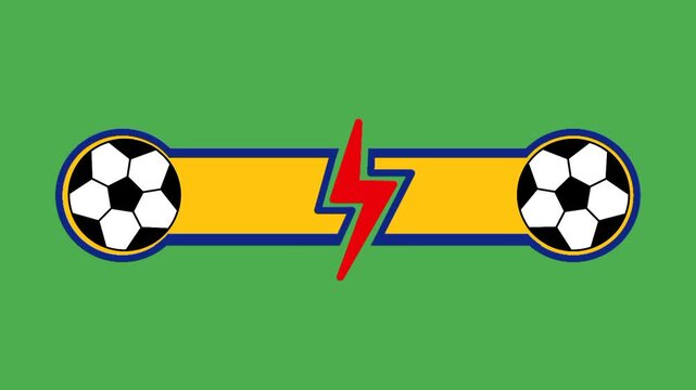 Versus graphic text box with spinning soccer ball for score display, sports broadcast, competition, and lower third layouts.