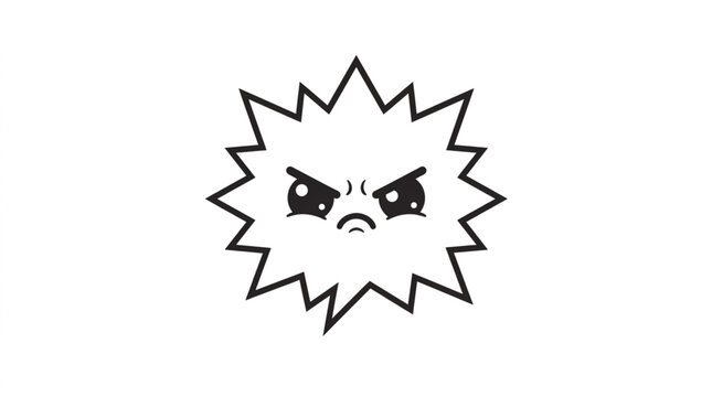 Angry cartoon star with face and spikes.