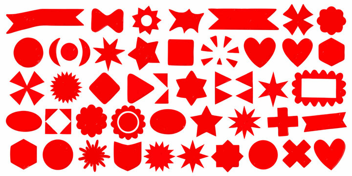 Red Label And Badge Shape Collection Vector Illustration