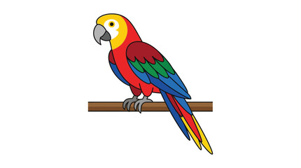 Colorful macaw parrot illustration on a brown branch vector graphic © Anjumanara Rakhi
