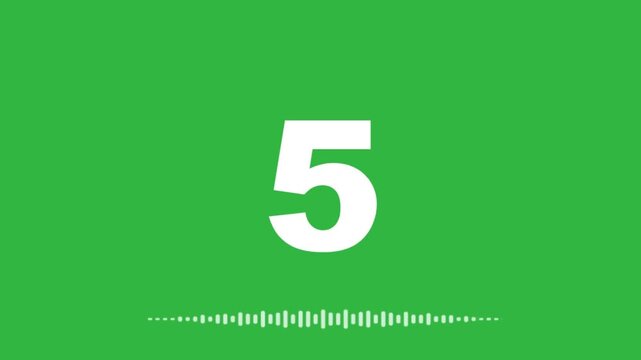 Stylish Countdown From 10 to 0 on Green Screen With Bold White Numerals With Subtle Tick Sound Wave 4k Video