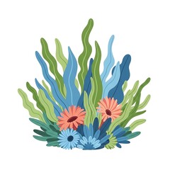 Obraz premium Vibrant tropical bird of paradise plant with blue and orange flowers.