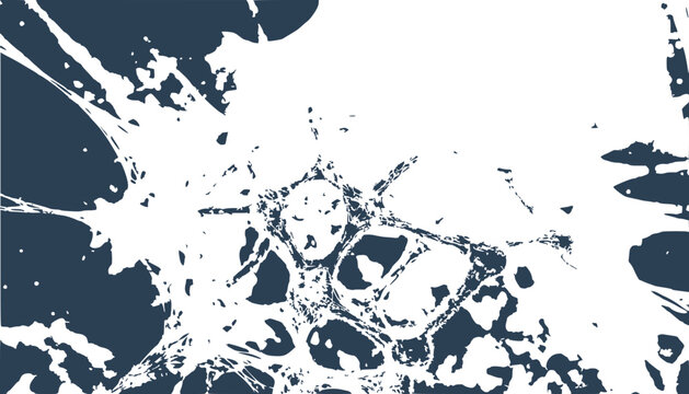 Abstract ink splash and bubbles pattern on dark background, dynamic graphic element