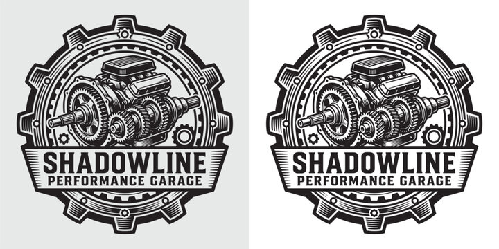 Professional Shadowline Performance Garage Engine Gears Logo