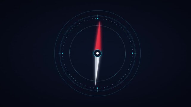 Compass direction animation with rotating navigation indicator and travel guidance concept design.